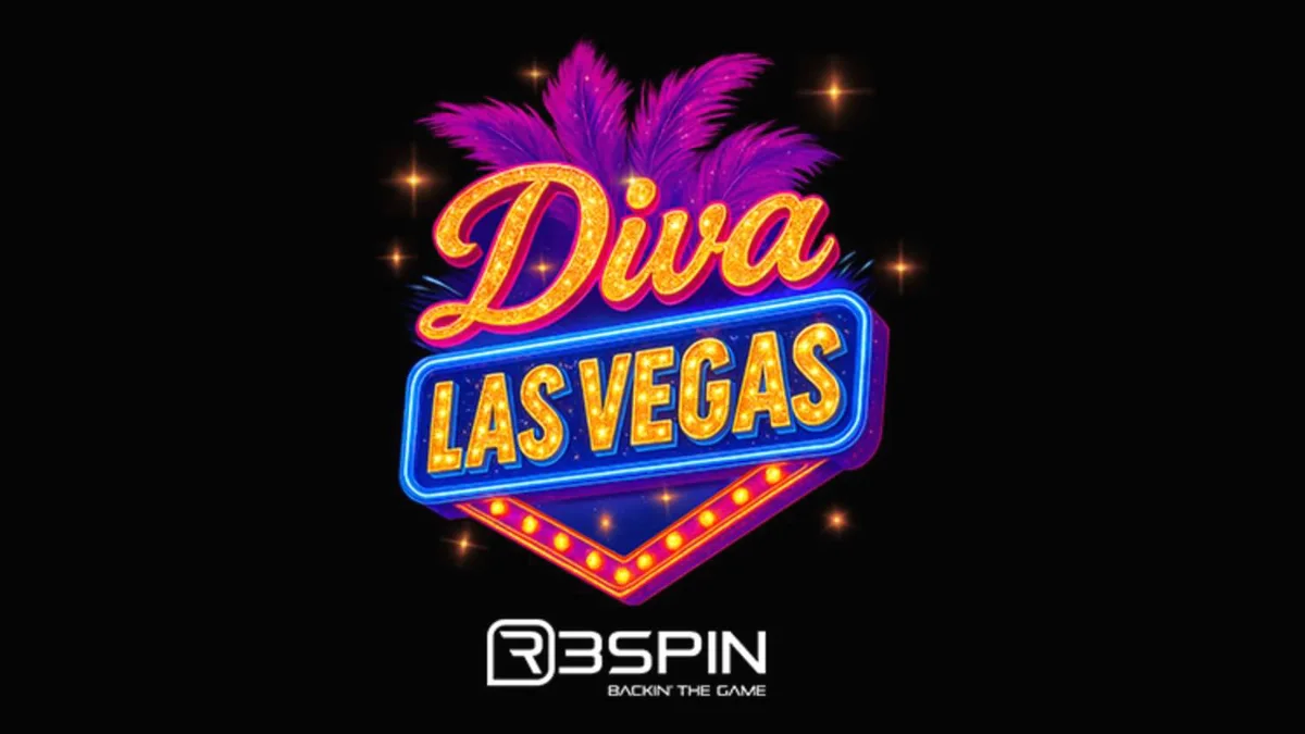 Painel brilhante do slot Diva Las Vegas com luzes de neon e showgirls